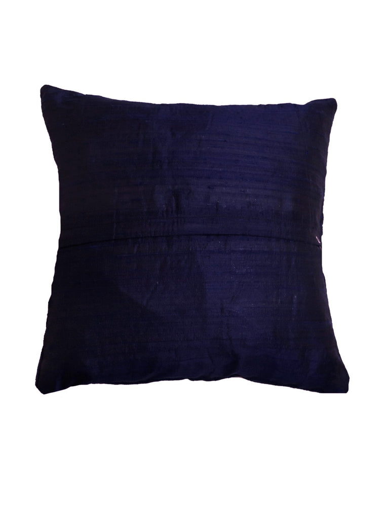 (Blue)Zari Work- Polyester Cushion Cover - Jagdish Store Online Since 1965