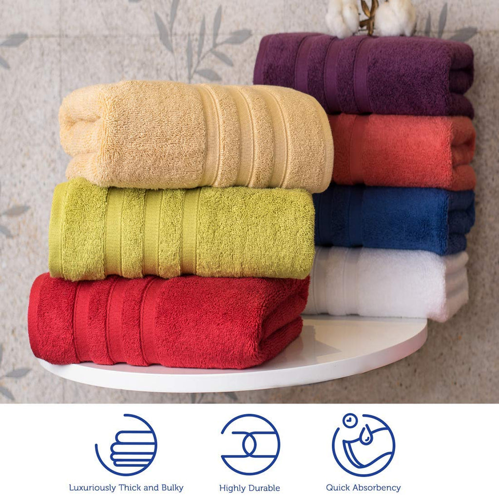 Micro Cotton - Shiro Osaka 100% Cotton Bath Towels Made of Highly Durable Finest Cotton with Aertex™ Technology for Quick Absorbency(White) - Jagdish Store Online Since 1965
