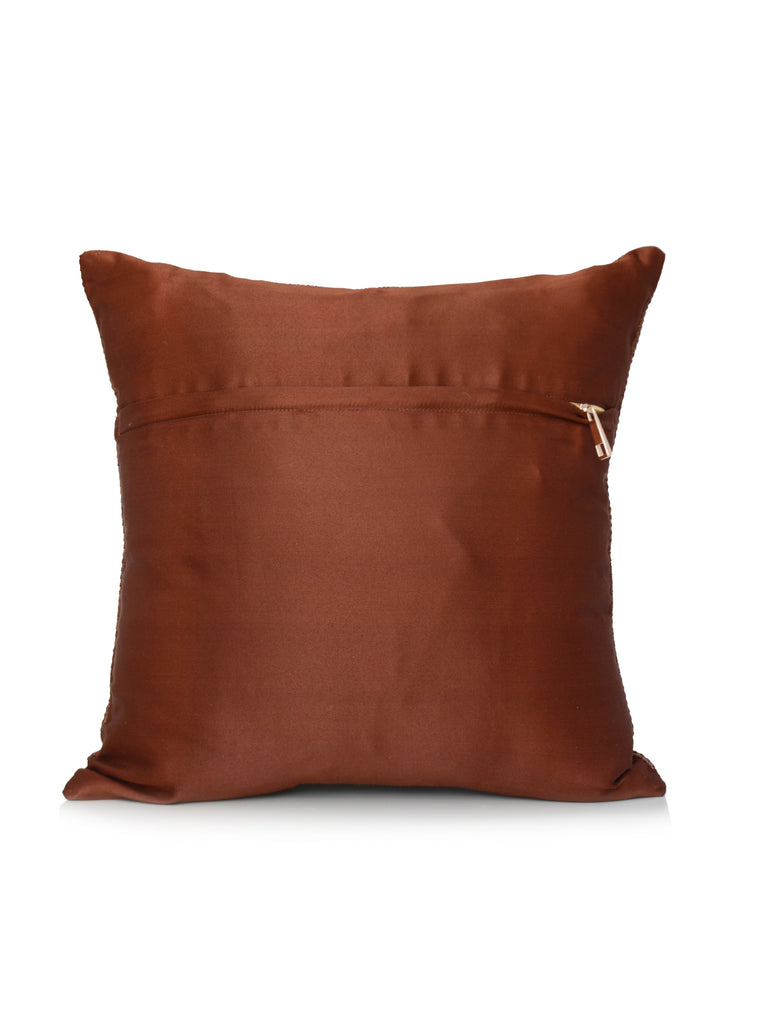 Patch work(Red)-Jute Cushion Cover(Brown) - Jagdish Store Online Since 1965
