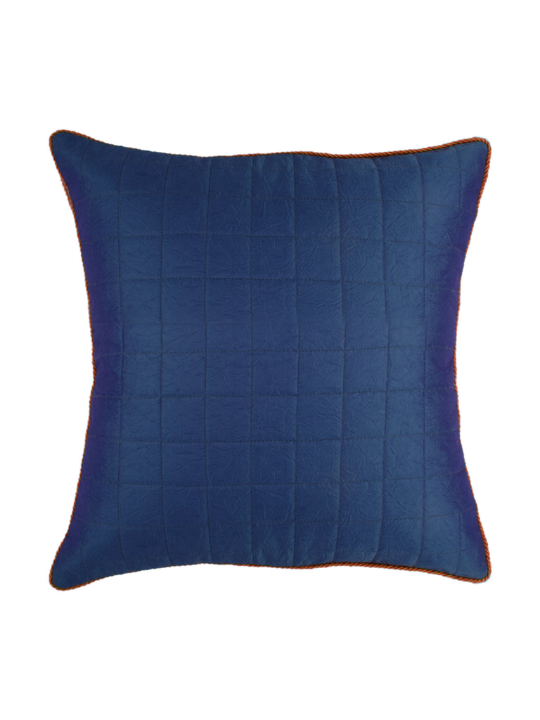 Stitched Quilt-Polyester Cushion Cover(Blue) - Jagdish Store Online Since 1965