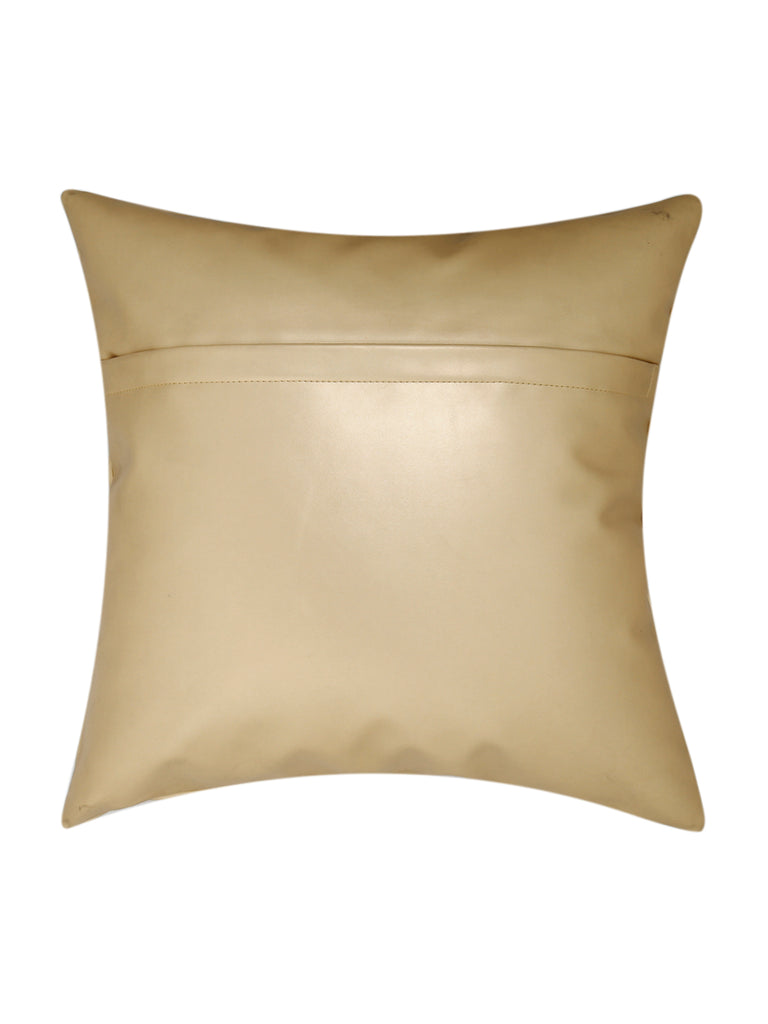 (Gold)Embroidery Motive - Leather Cushion Cover - Jagdish Store Online Since 1965
