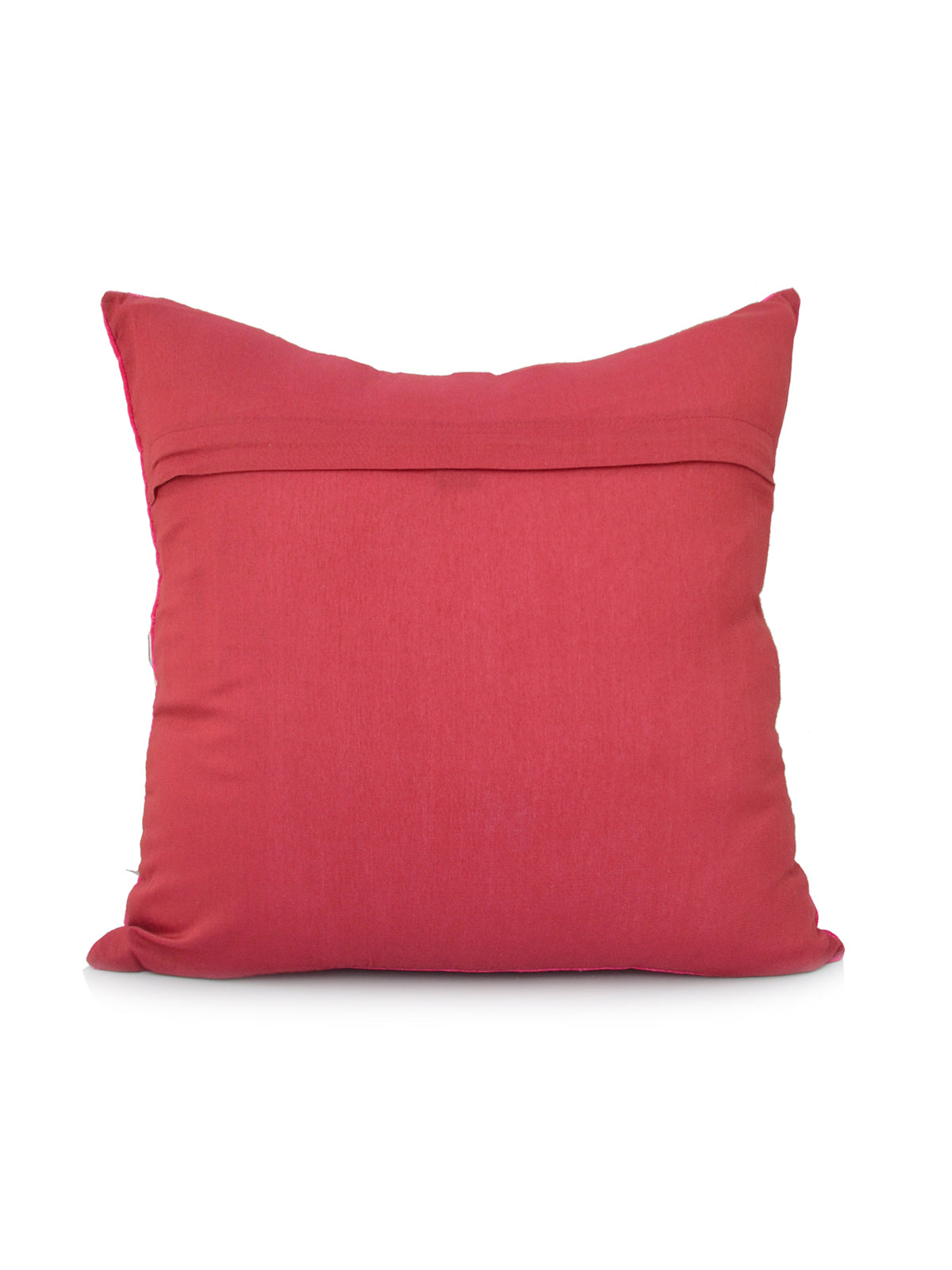 Plain raspberry pink velvet reverse of the sequin zigzag cushion cover