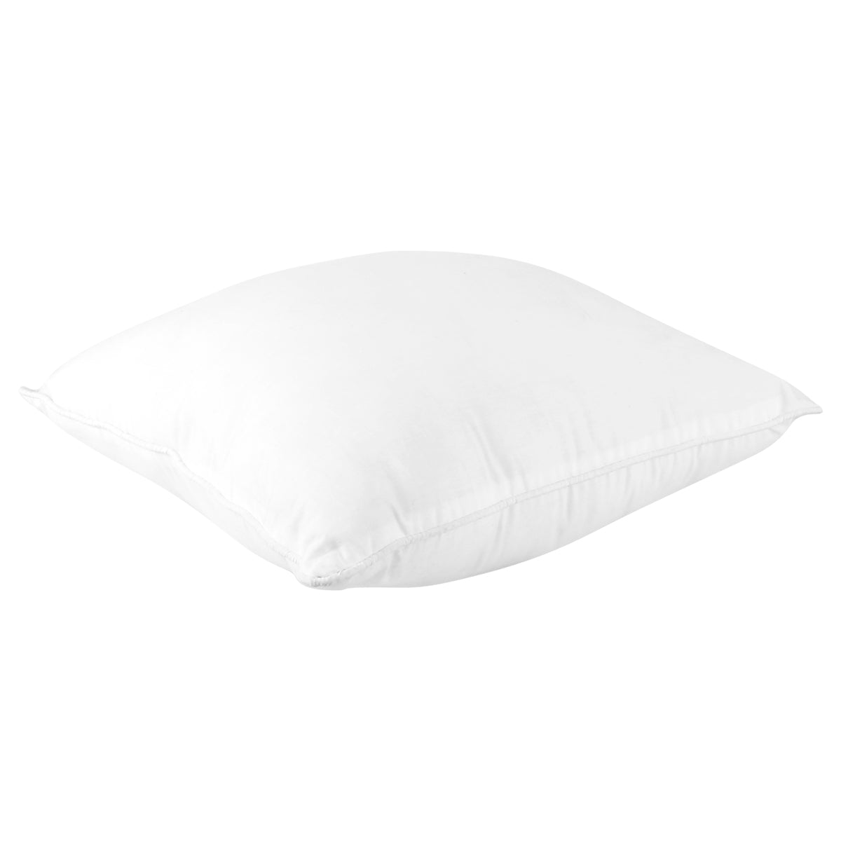 White polyfill cushion insert resting on its side, showing the loft of the filling
