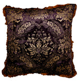 (Wine)Foil Printed-Chenille with Fur Cushion Cover - Jagdish Store Online Since 1965