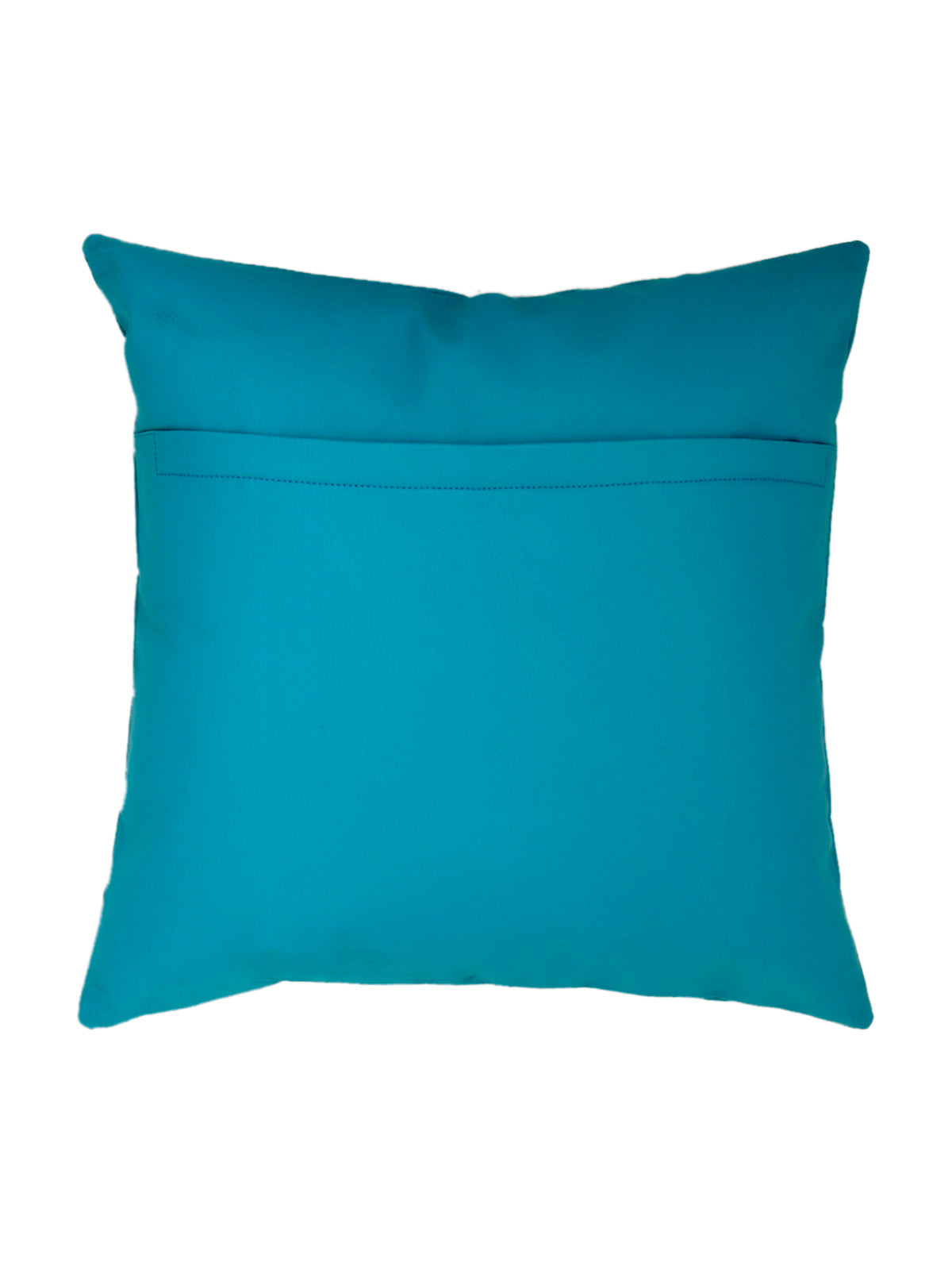 Plain teal blue faux leather reverse with a concealed envelope opening