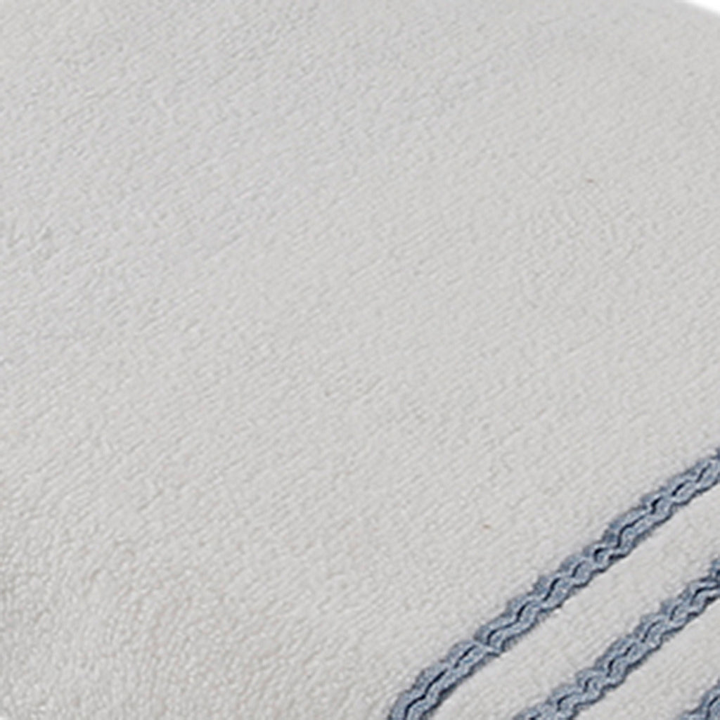 Plain (White) Cotton Bath Towel with Blue Strips 30x60 Inch - Jagdish Store Online Since 1965