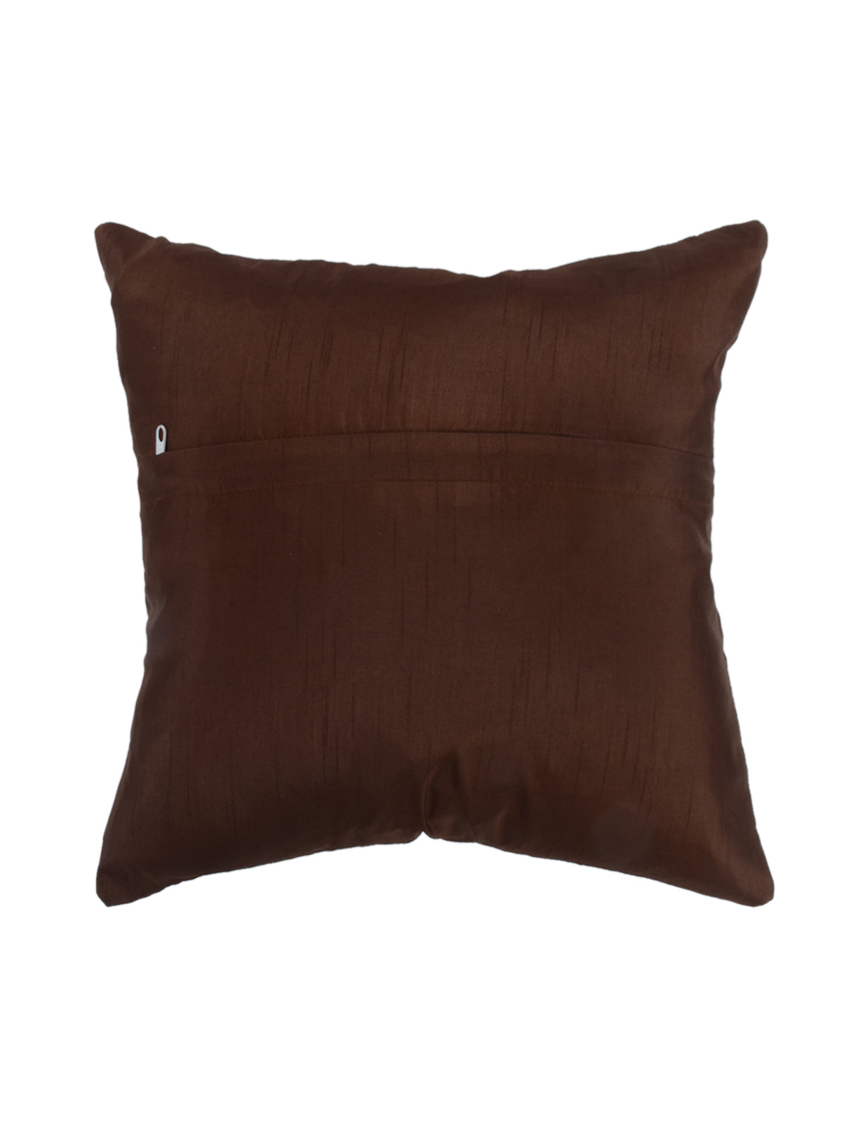 Plain dark brown polysilk reverse of the embroidered paisley cushion cover