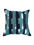 (Green/Navy Blue)Striped -Dupion Silk Cushion Cover - Jagdish Store Online Since 1965