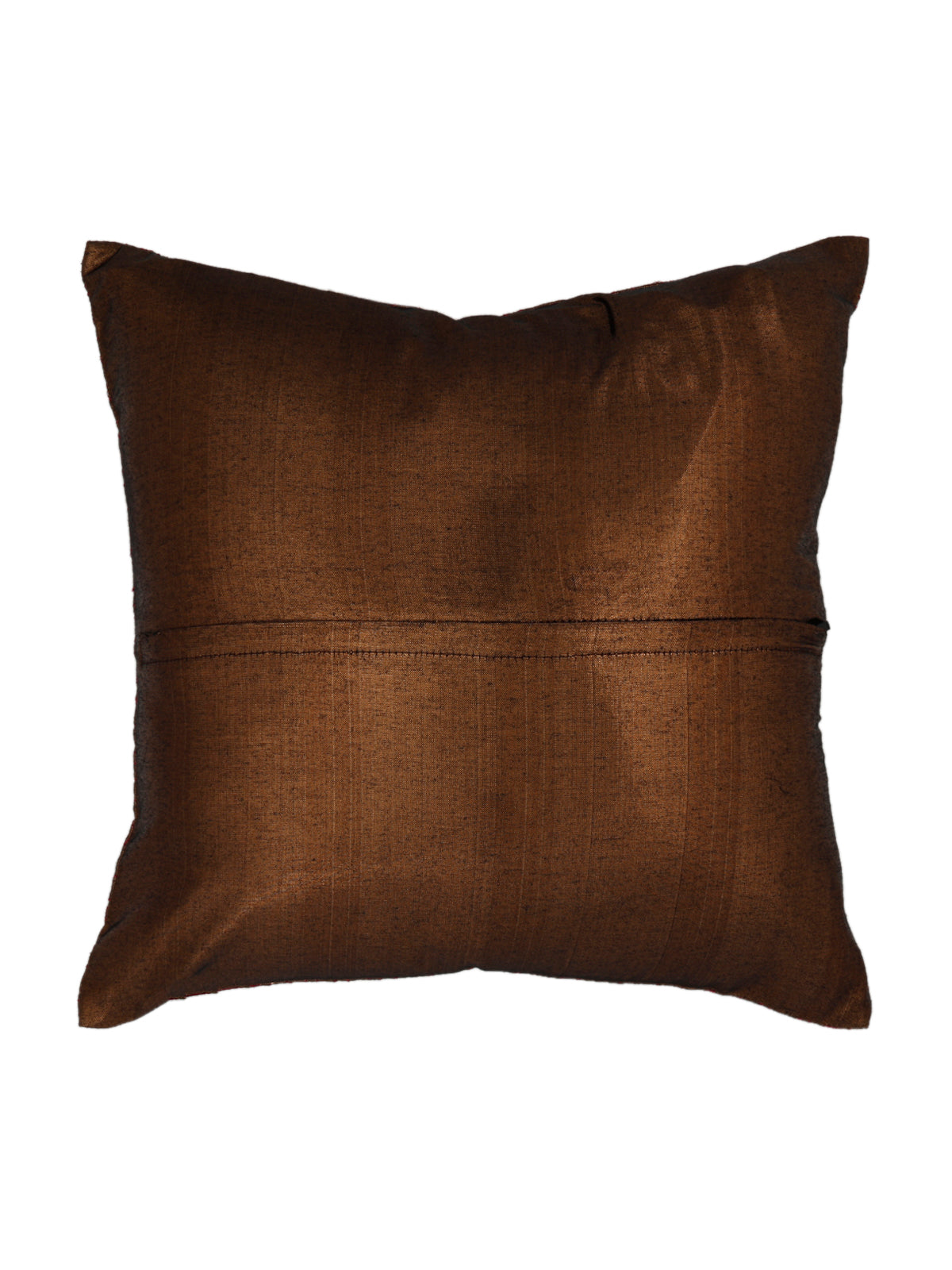 Plain copper brown reverse of the shimmer textured cushion cover