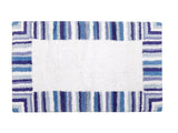 (Blue)Striped Cotton Bath Door Mat: White(53 X 85 Cm ) - Jagdish Store Online Since 1965