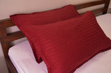 (Red)Striped Cotton-Satin Pillow Cover