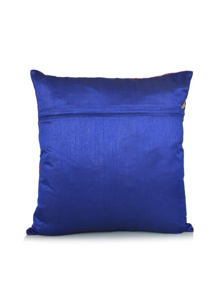(Blue/Red)Brocade- Dupion Silk Cushion Cover - Jagdish Store Online Since 1965