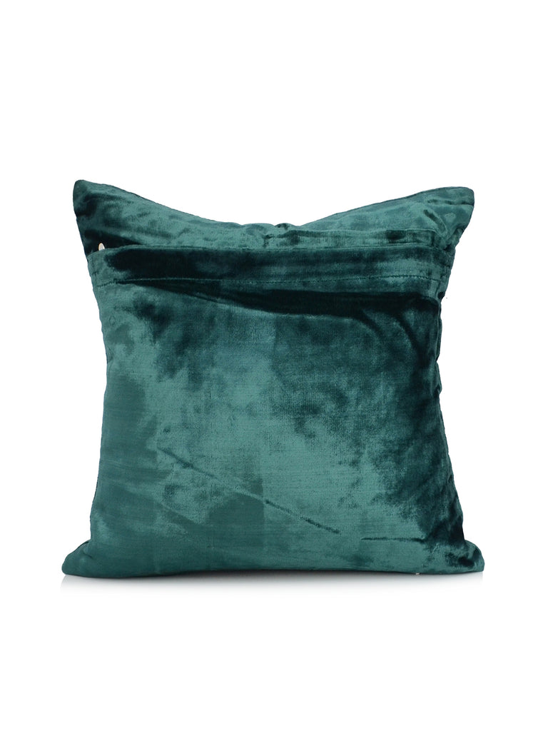Golden Embroidery Velvet Cushion Cover(Green) - Jagdish Store Online Since 1965
