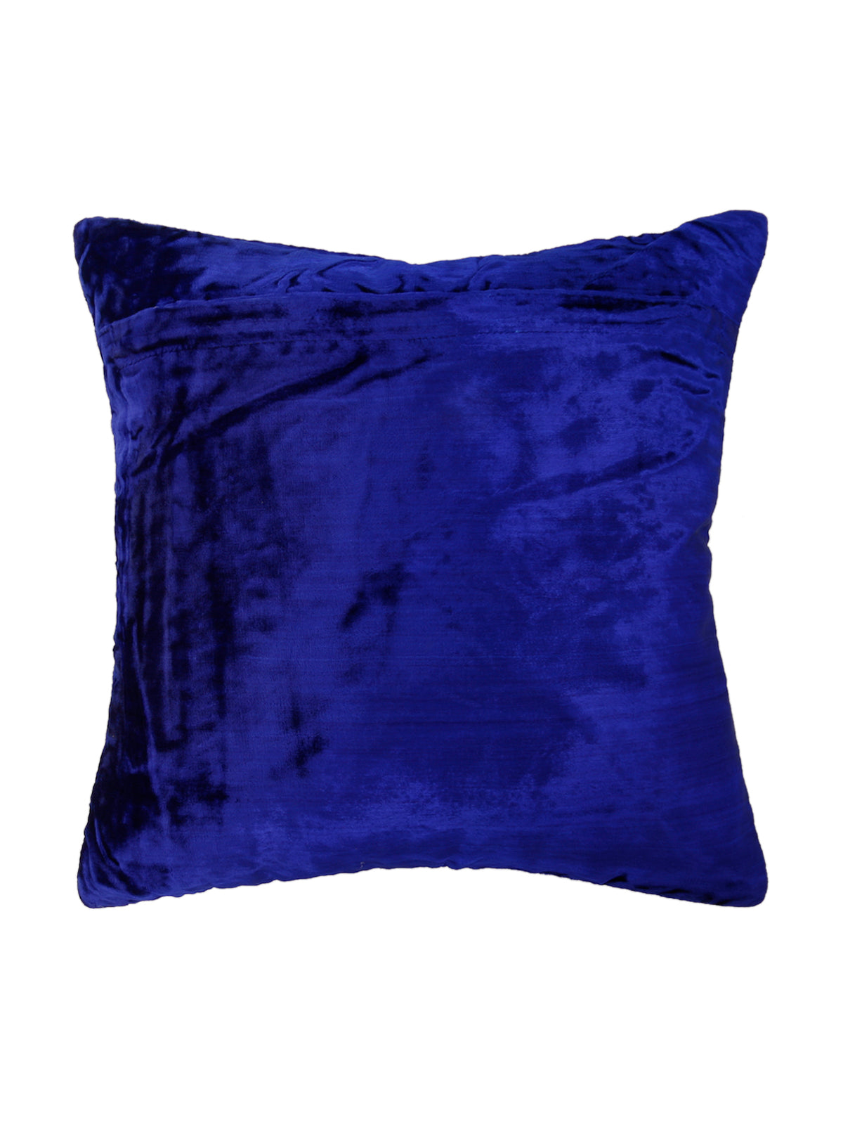 Plain royal blue velvet reverse of the embroidered cushion cover