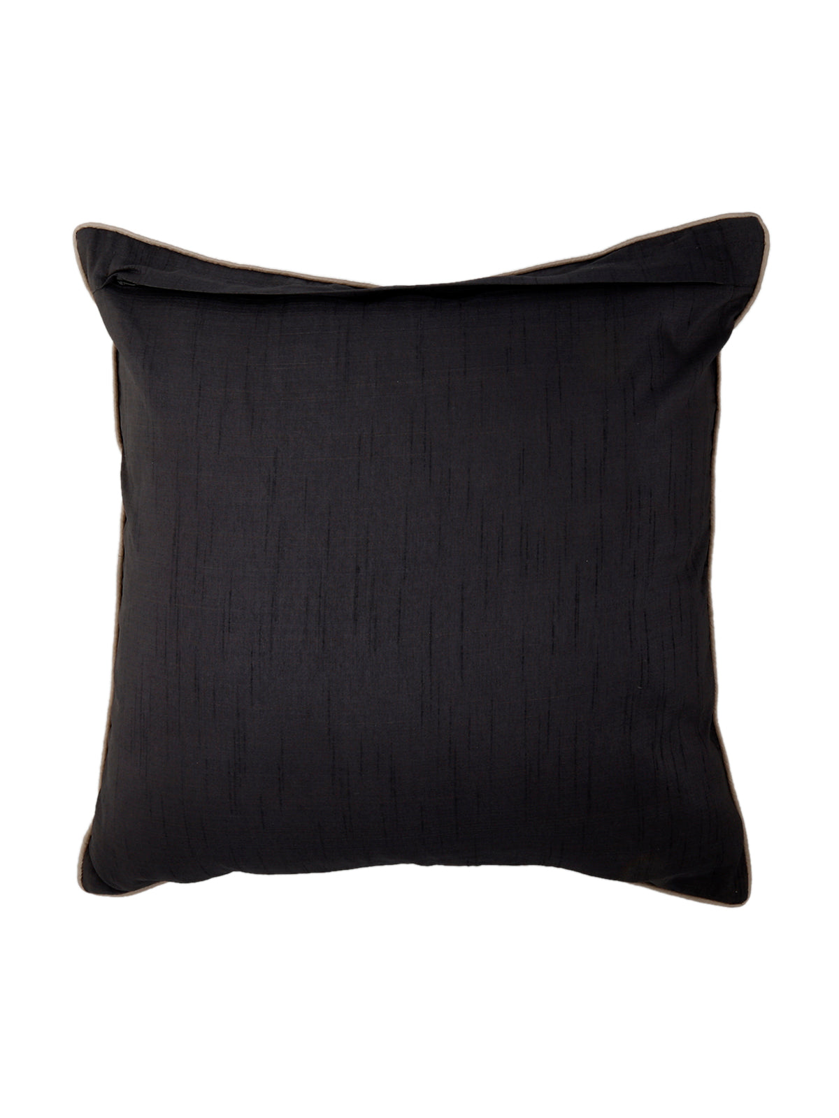 Plain black reverse of the diagonally quilted cushion cover