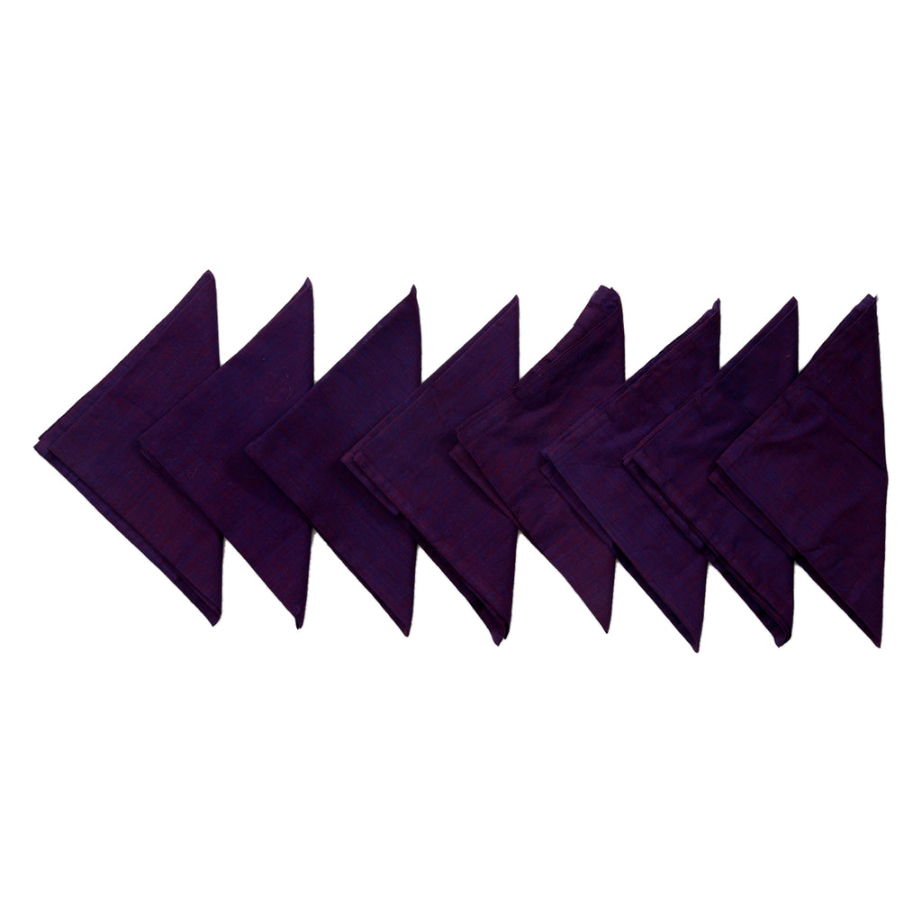 (Purple) Plain Cotton Napkin Set-8 Pcs(16 x 16 Inch) - Jagdish Store Online Since 1965
