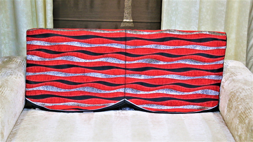 (Red/Black)Sofa Back Waves Design -Chenille(57.5x62.5 Cm) - Jagdish Store Online Since 1965