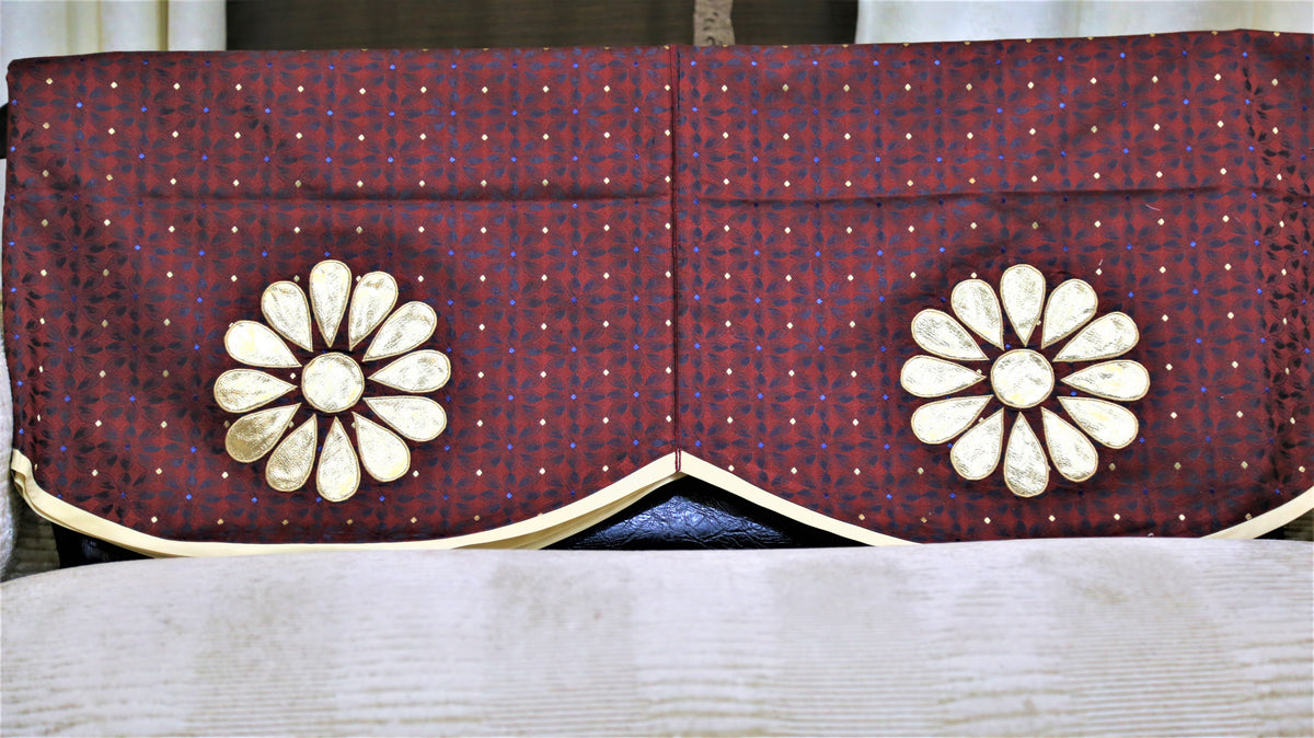 Maroon Patchwork Polyester Sofa Back 23x25 inch front view