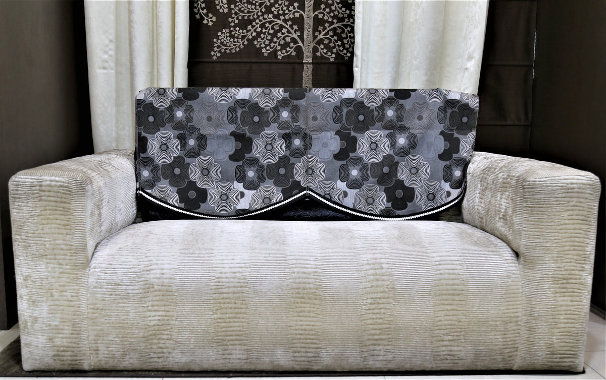 Black Printed Polyester Sofa Back 23x25 inch front view