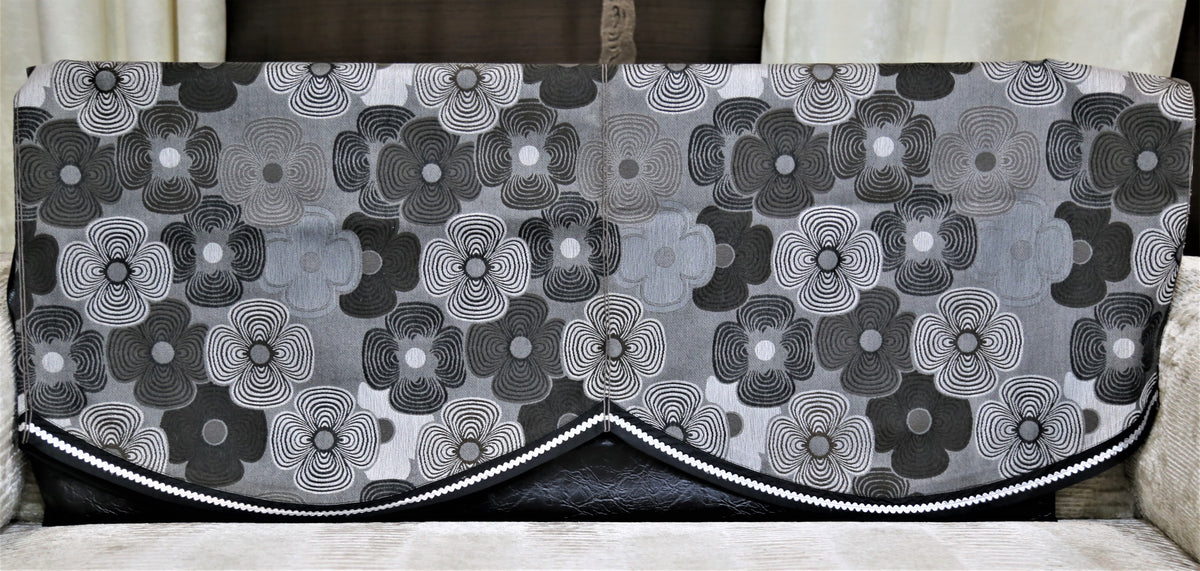 Black Printed Polyester Sofa Back 23x25 inch front view