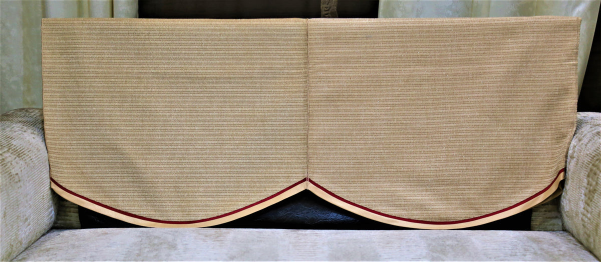 (Beige/Red)Sofa Back Patch Striped Design -Chenille(57.5x62.5 Cm) - Jagdish Store Online Since 1965