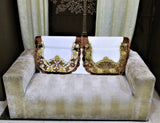 (Cream/Brown)Sofa Back Cut Work Design -Tissue(57.5x62.5 Cm) - Jagdish Store Online Since 1965