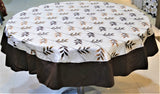 Printed(60 Inch) Round Table Cover(Beige-Brown)-Polyester - Jagdish Store Online Since 1965