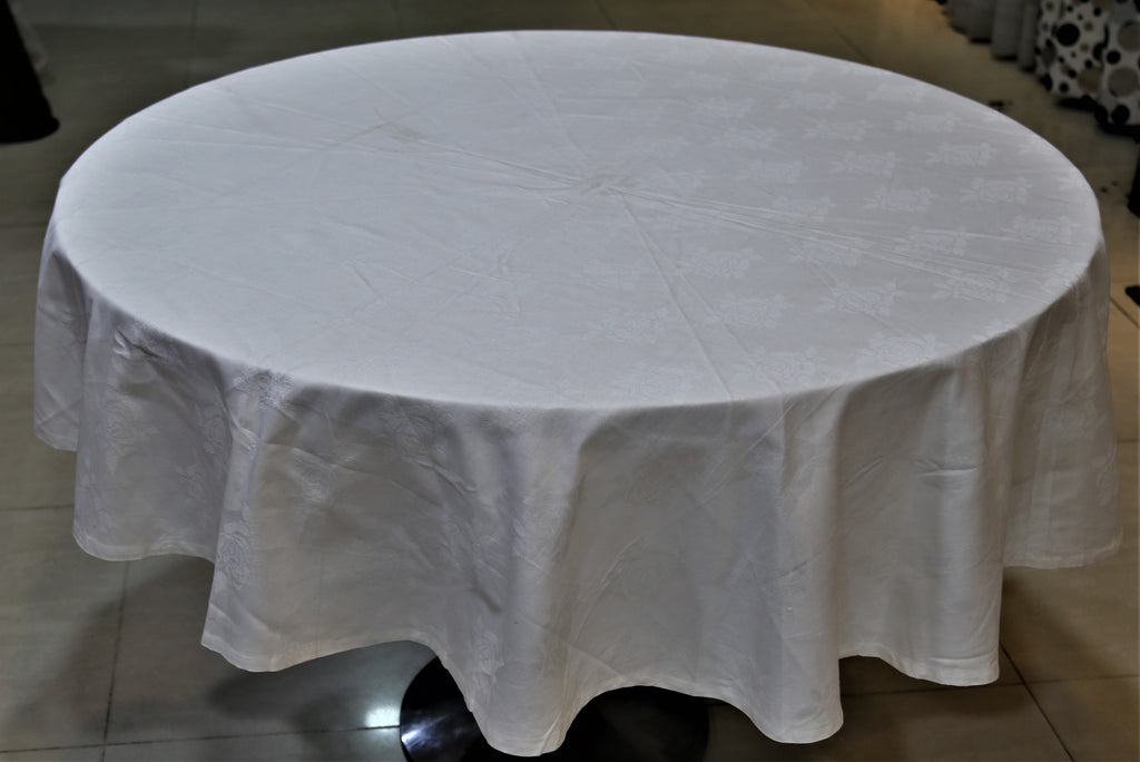 Self(60 Inch) Round Table Cover(White)-Cotton - Jagdish Store Online Since 1965