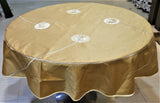 Patch Work(60 Inch) Round Table Cover(Cream-Gold)-Polyester - Jagdish Store Online Since 1965