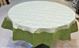 Printed (72 Inch) Round Table Cover(Cream-Green)-Sheer - Jagdish Store Online Since 1965