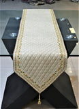 Sequence Work +Embroidery(13 X 72 Inch) Table Runner(Beige)-Silk - Jagdish Store Online Since 1965