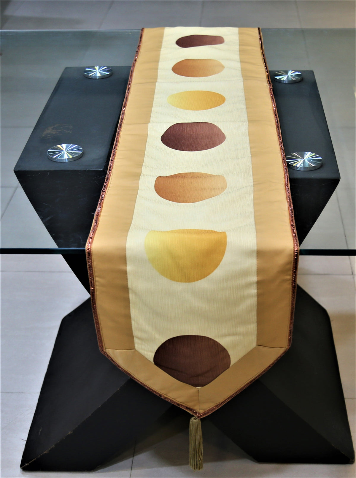 Printed(13 X 90 Inch) Table Runner(Gold)-Polyester - Jagdish Store Online Since 1965