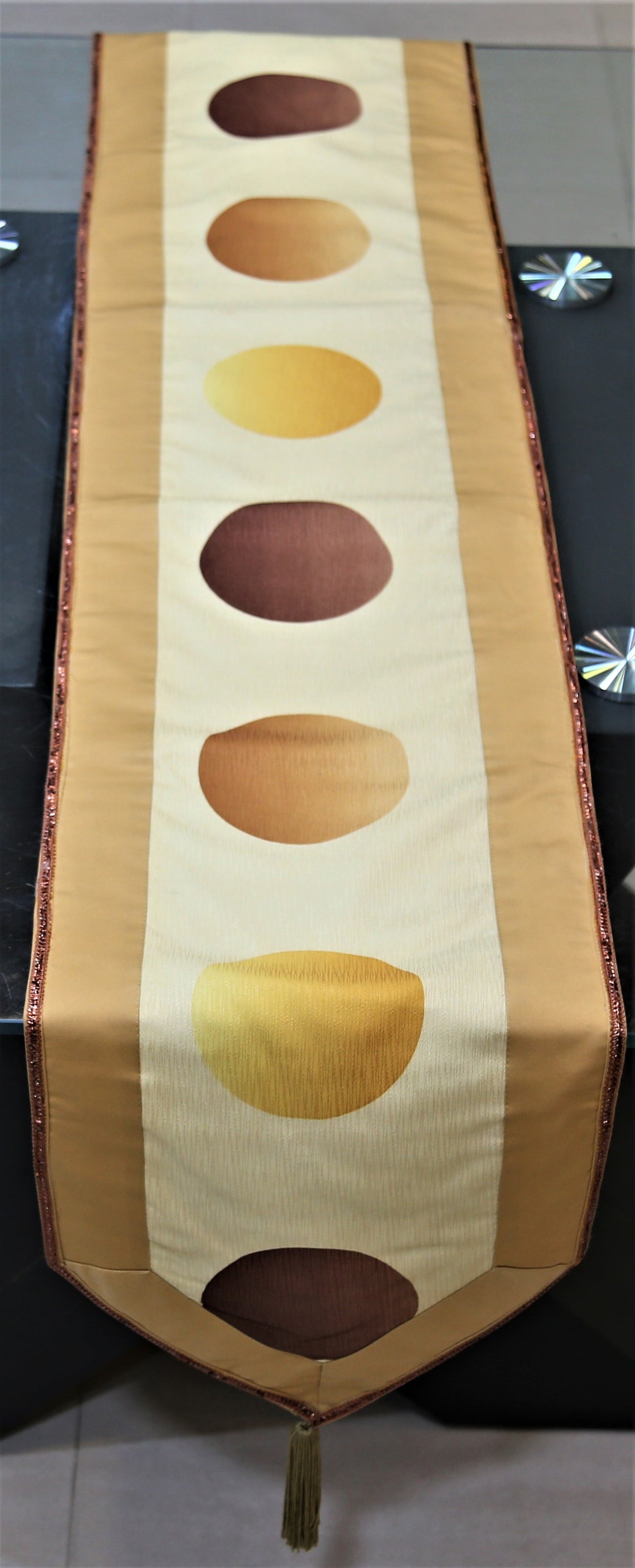 Printed(13 X 90 Inch) Table Runner(Gold)-Polyester - Jagdish Store Online Since 1965