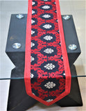 Embroidery(13 X 72 Inch) Table Runner(Red/Black)-Dupion Silk - Jagdish Store Online Since 1965