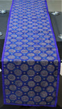 Block Printed Table Runner(Blue)-Dupion Silk - Jagdish Store Online Since 1965