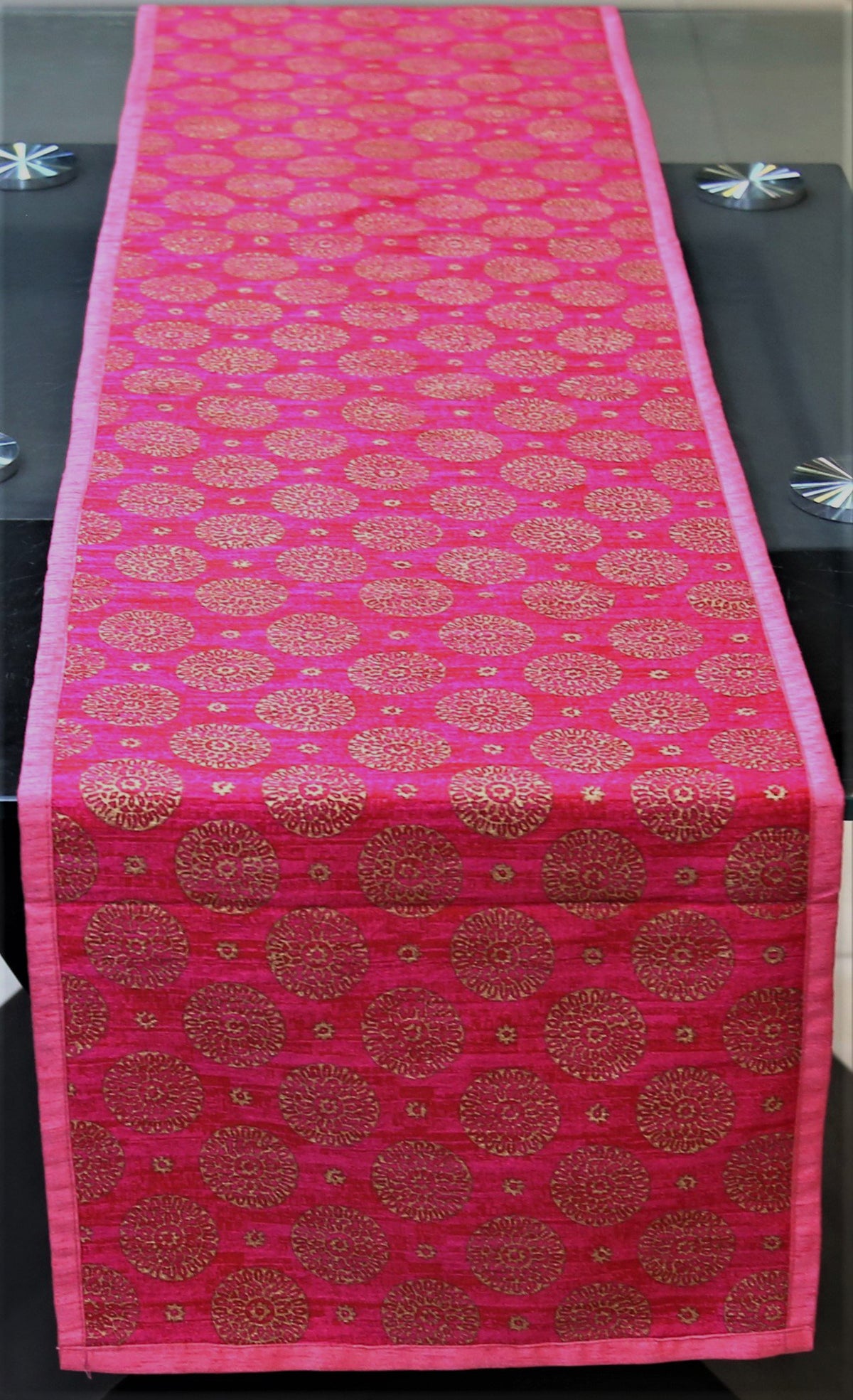 Pink Dupion Silk Table Runner 13 X 78 inch front view