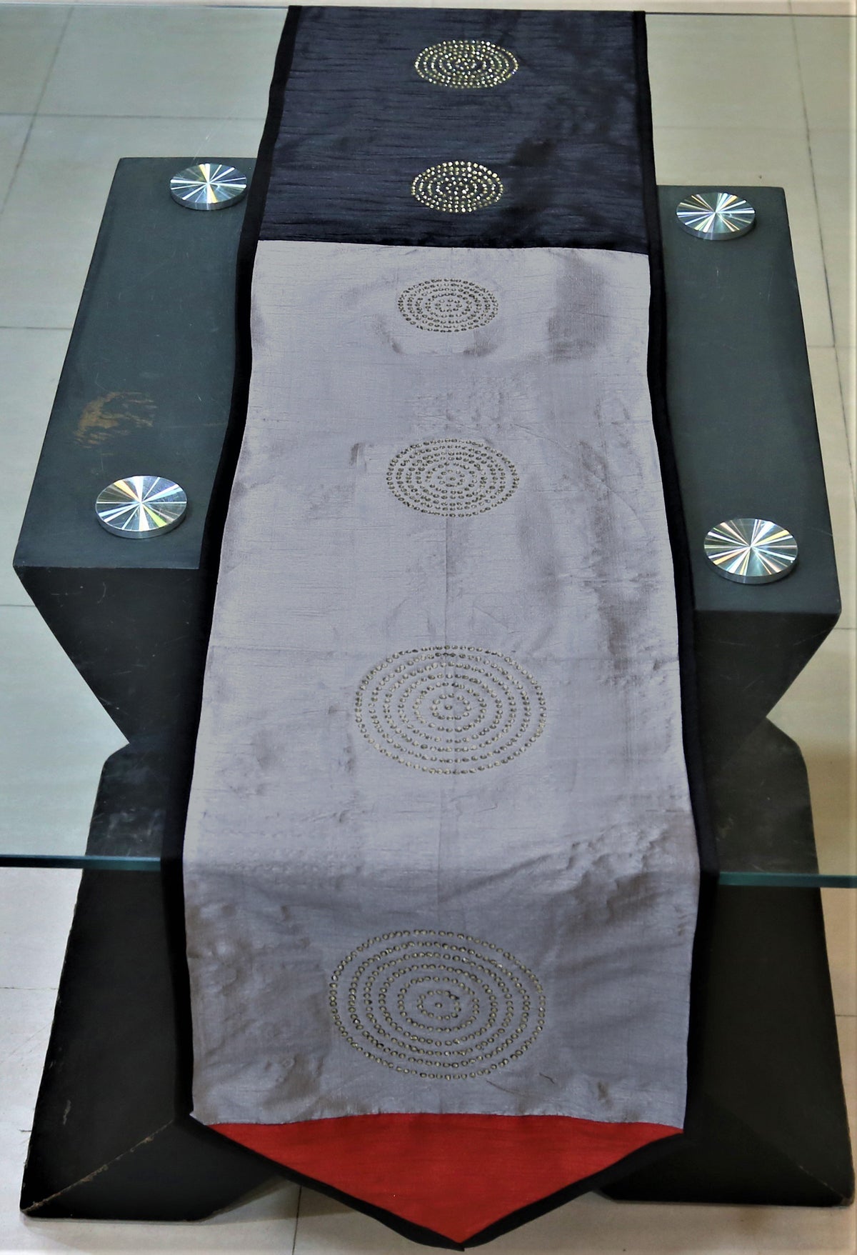 Sequence Work(14 X 90 Inch) Table Runner(Multi)-Dupion Silk - Jagdish Store Online Since 1965