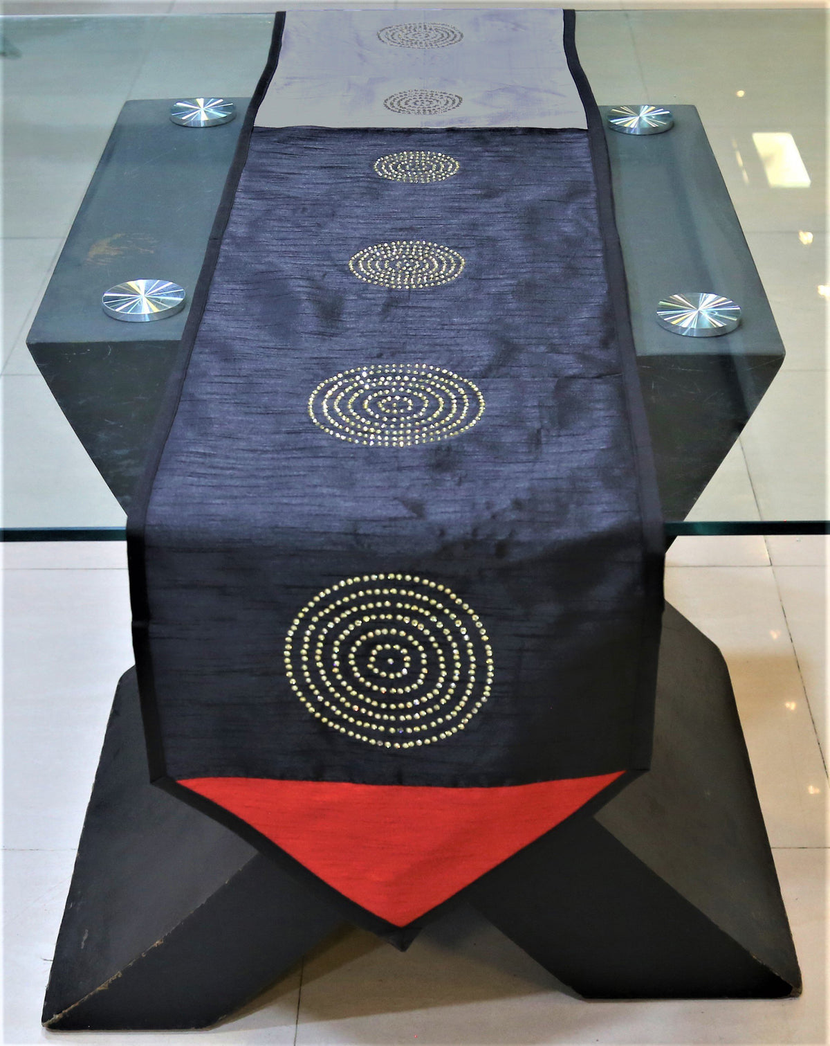 Sequence Work(14 X 90 Inch) Table Runner(Multi)-Dupion Silk - Jagdish Store Online Since 1965