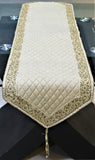Zari Embroidery(14 X 60 Inch) Table Runner(Beige)-Dupion Silk - Jagdish Store Online Since 1965