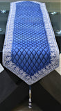 Zari Embroidery(13 X 60 Inch) Table Runner(Blue)-Silk - Jagdish Store Online Since 1965