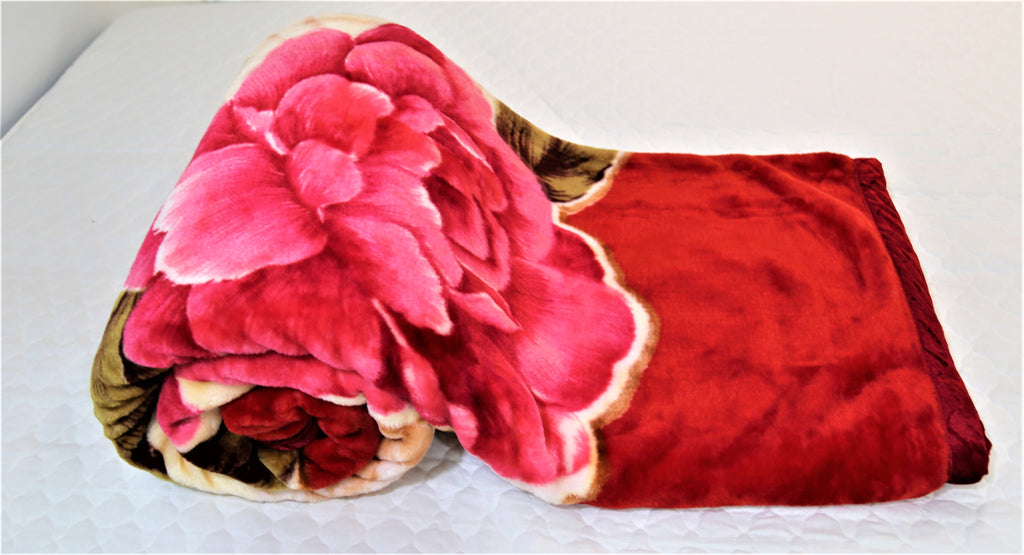Floral print (Red/Peach)Blanket(220 X 240 Cm)-Polyester(3.1 Kg) - Jagdish Store Online Since 1965