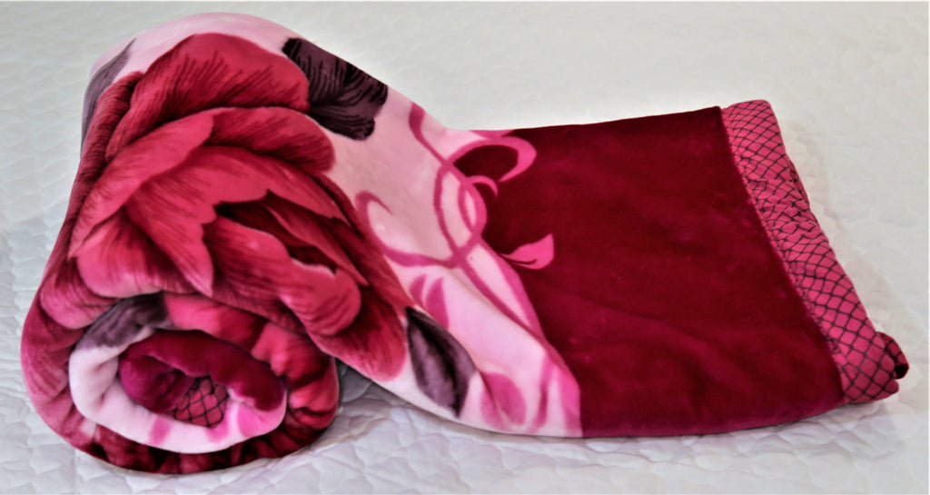 Floral print (Magenta/Pink)Blanket(60 X 90 Inch)-Polyester(2.1 Kg) - Jagdish Store Online Since 1965