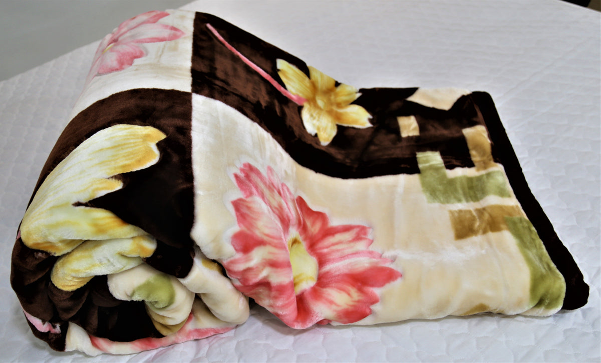 Double Print (Gold/Cream/Brown)Blanket(60 X 90 Inch)-Polyester(3.44 Kg) - Jagdish Store Online Since 1965