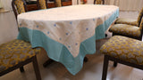 Embroidery(60x108 Inch)Table Cover(Cream/Green)-Sheer/Polyester - Jagdish Store Online Since 1965