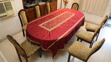 Embroidery+Tissue Border(60x108 Inch)Table Cover(Maroon)-Silk - Jagdish Store Online Since 1965