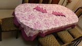 Floral Printed(60x108 Inch)Table Cover Set(Off-White/Purple)-10Pcs Set - Jagdish Store Online Since 1965