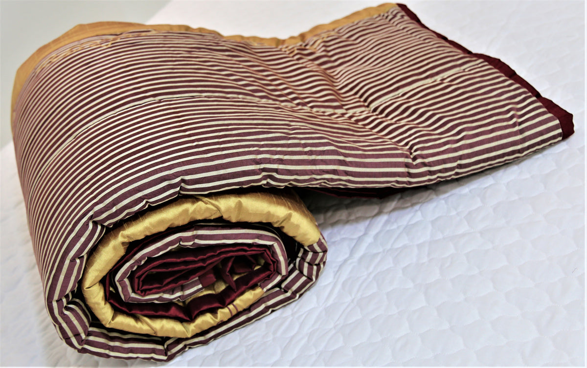 Embroidery(Maroon/Beige) PolyCotton Quilt (90x108 Inch)-400 GSM - Jagdish Store Online Since 1965