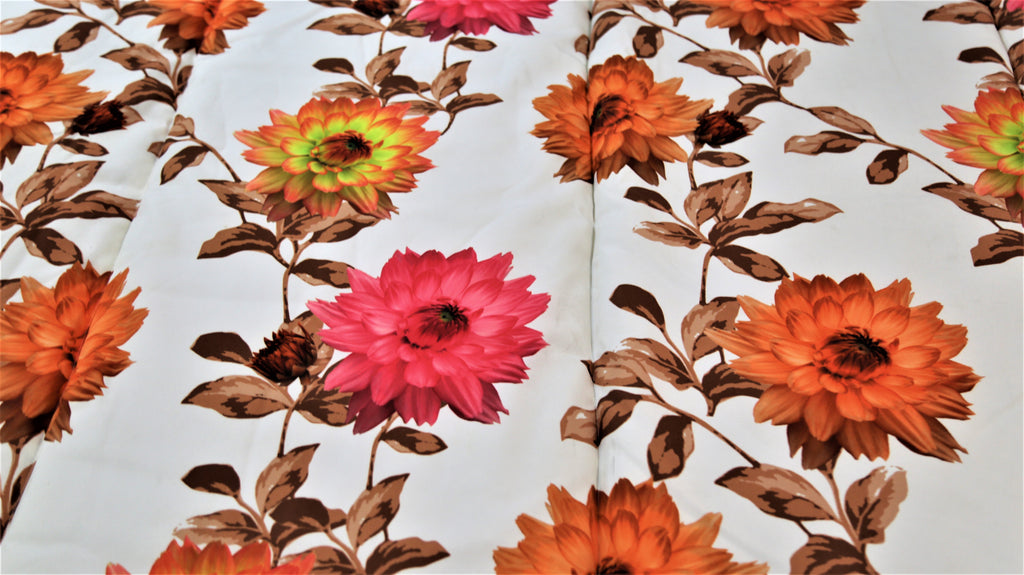 Floral Printed(Brown) PolyCotton Quilt (90x108 Inch)-400 GSM - Jagdish Store Online Since 1965