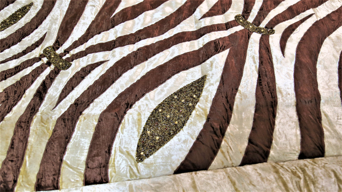Beads Work(Brown/Beige) Chenille Quilt (60x90 Inch)-250 GSM - Jagdish Store Online Since 1965