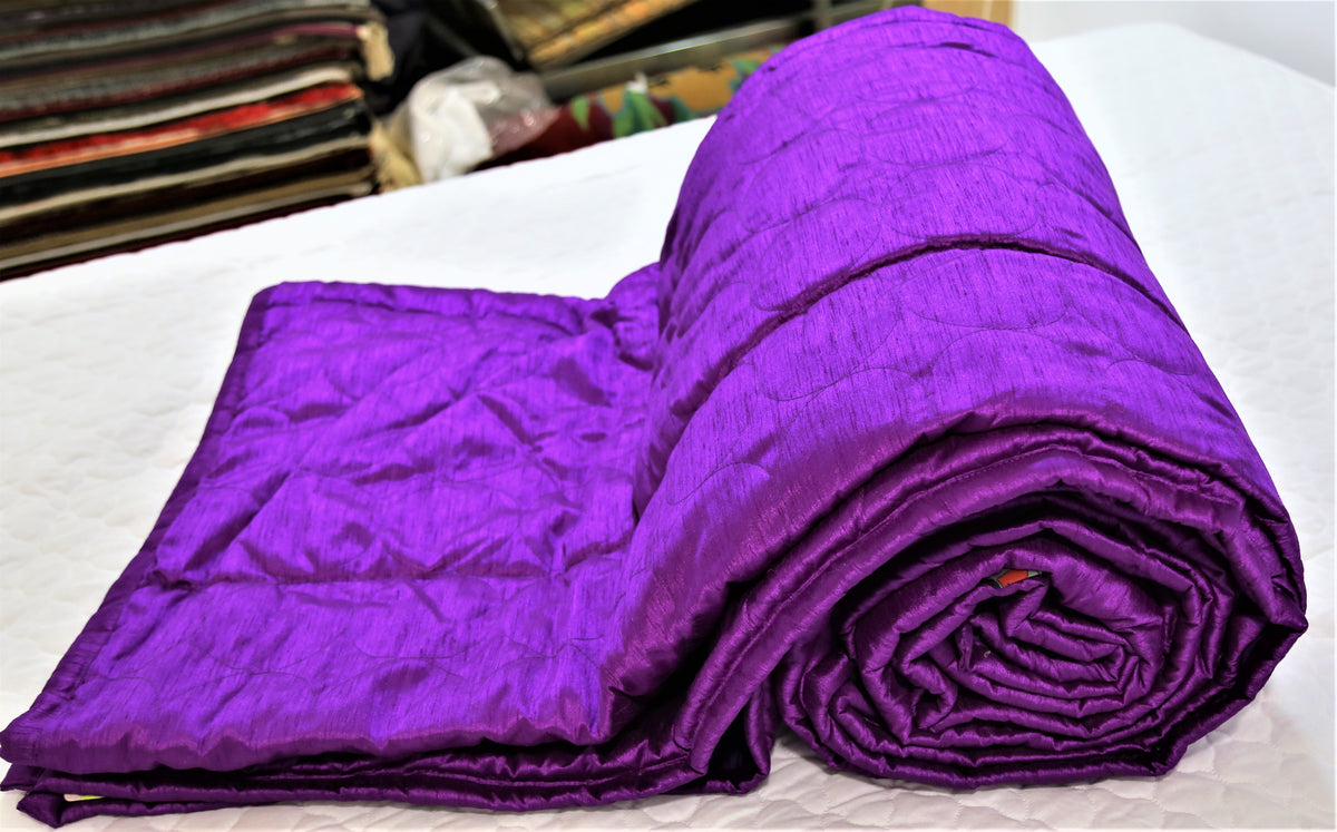 Plain(Purple) PolySilk Quilt (90x100 Inch)-400 GSM - Jagdish Store Online Since 1965